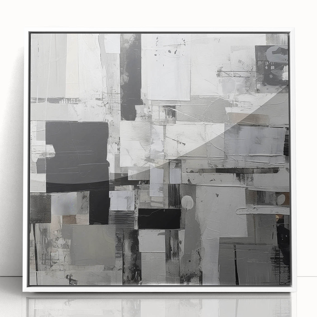 Geometric Black and White Abstract Bedroom Wall Art – Framed & Canvas