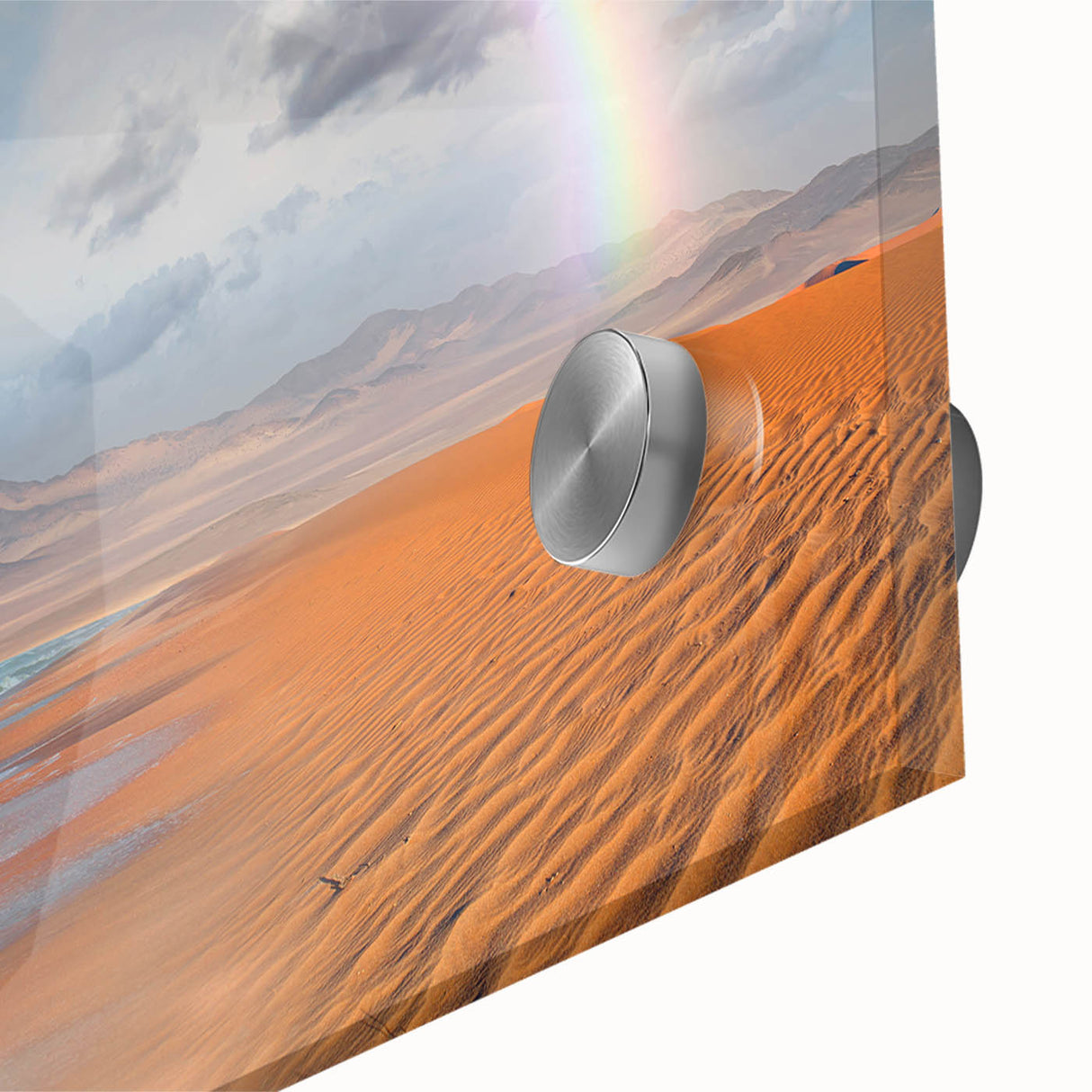 Large abstract wall art depicting the Namibian landscape in muted earth tones on acrylic glass, ideal for dining room art.