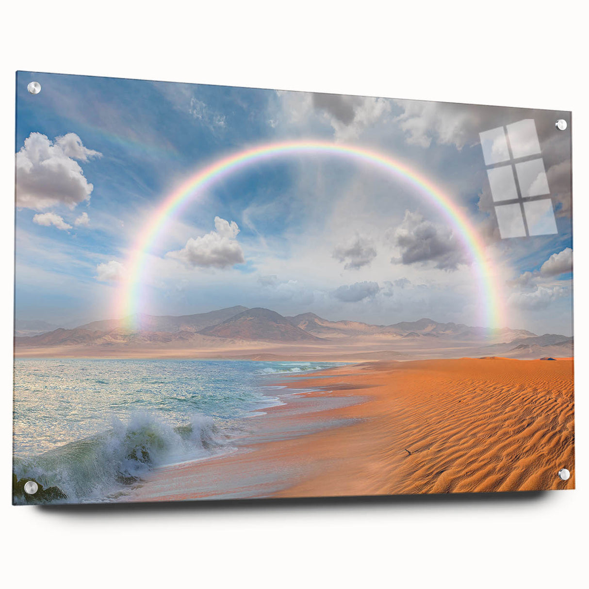 Acrylic print of a large abstract depiction of Namibian scenery, in earthy tones, ideal for bedroom or dining room decor.