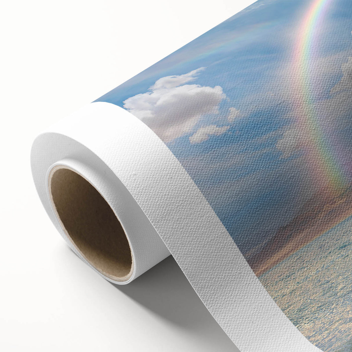 Art deco poster of a Namibian landscape on rolled canvas, featuring muted earth tones.