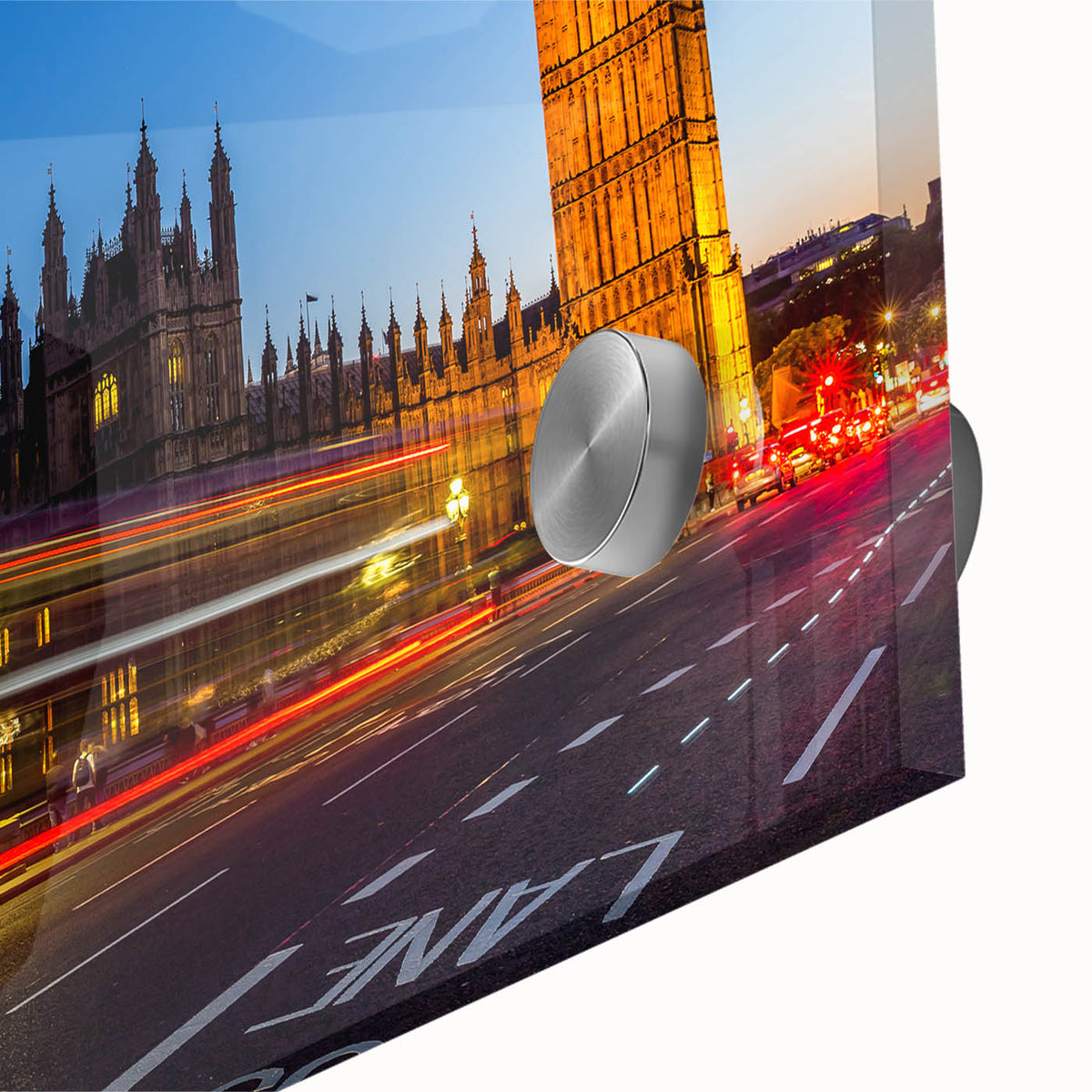 Large abstract depiction of London on acrylic glass, featuring muted earth tones in a mid-century modernist style.
