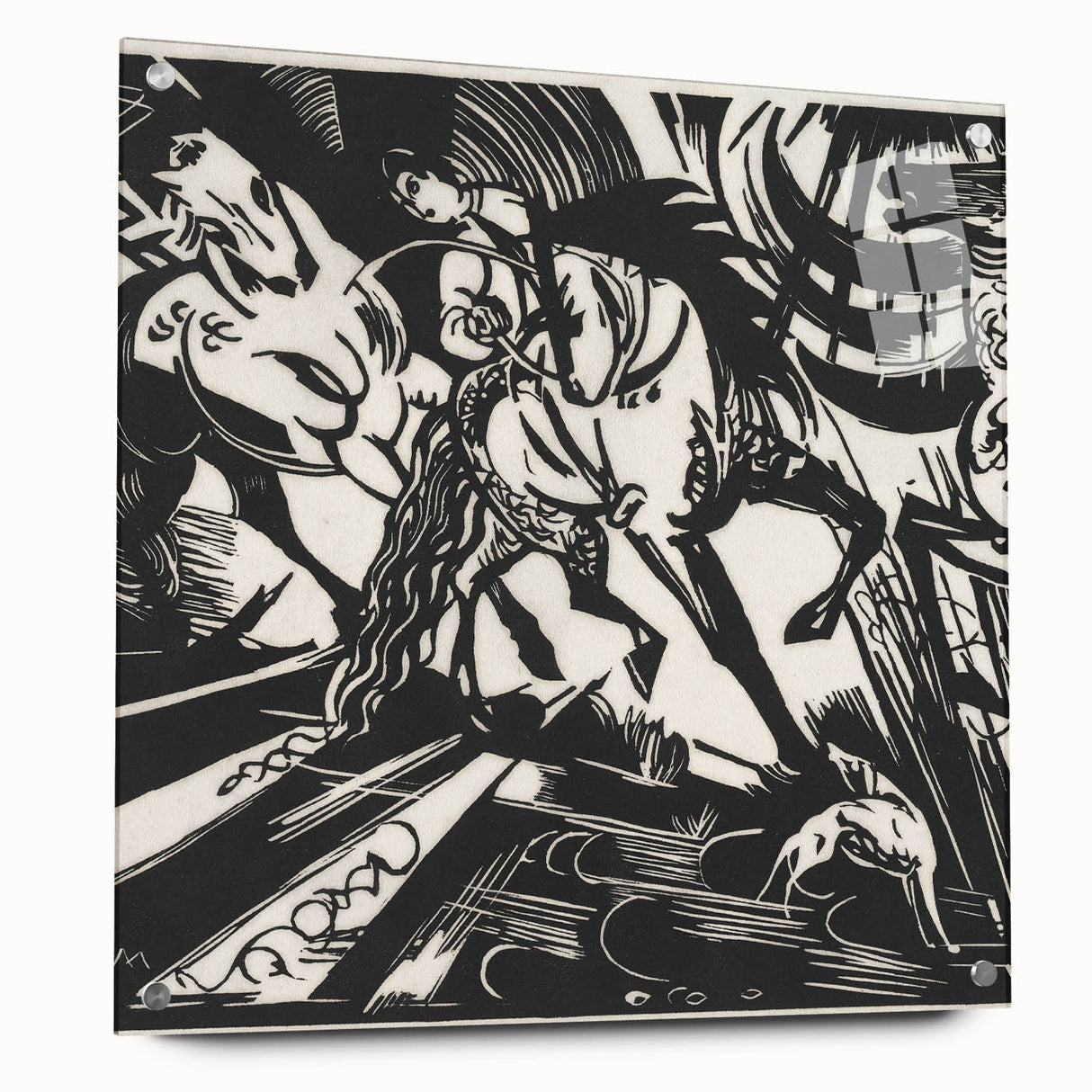 Expressionist Art: The Riding School | Bold Franz Marc Black Print