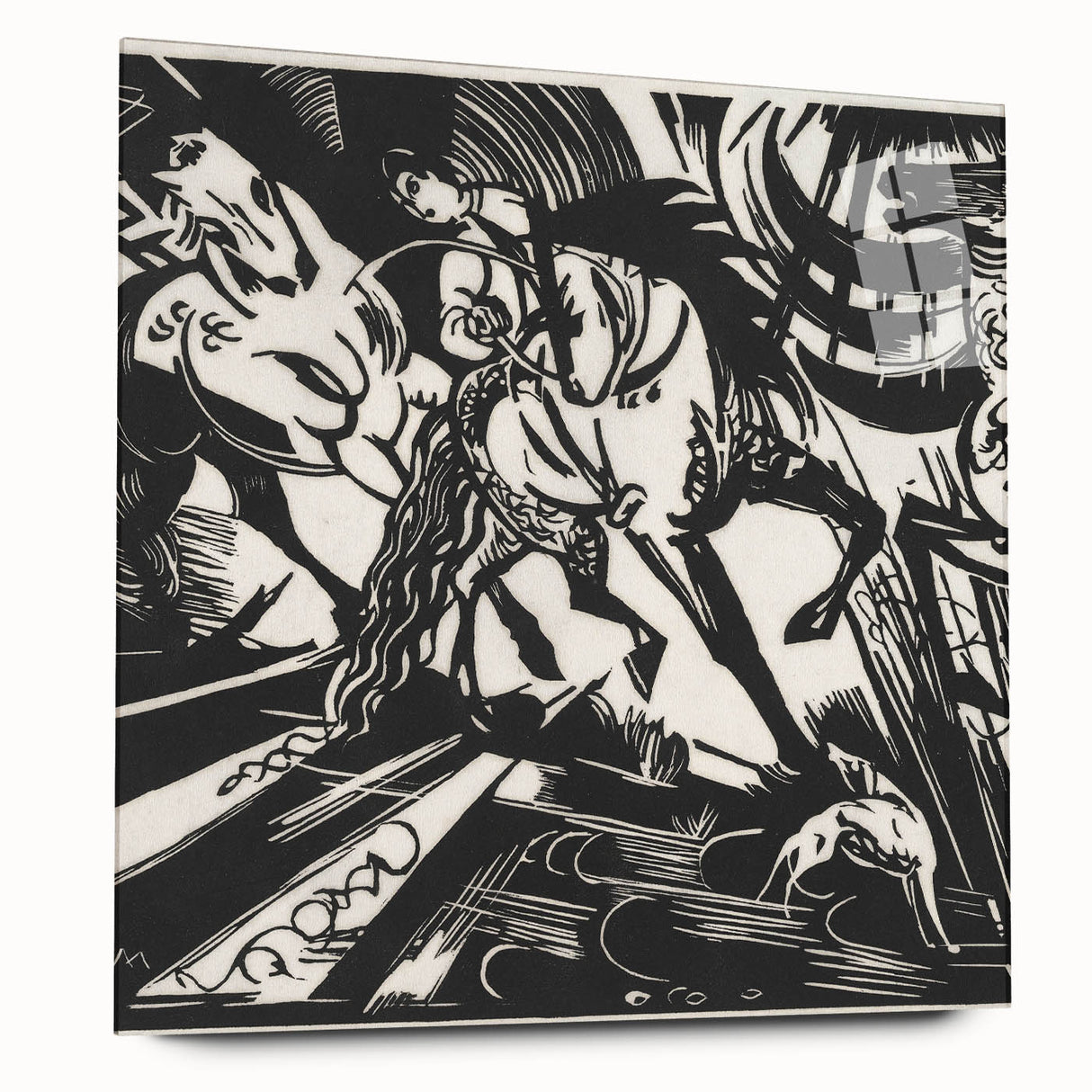 Expressionist Art: The Riding School | Bold Franz Marc Black Print
