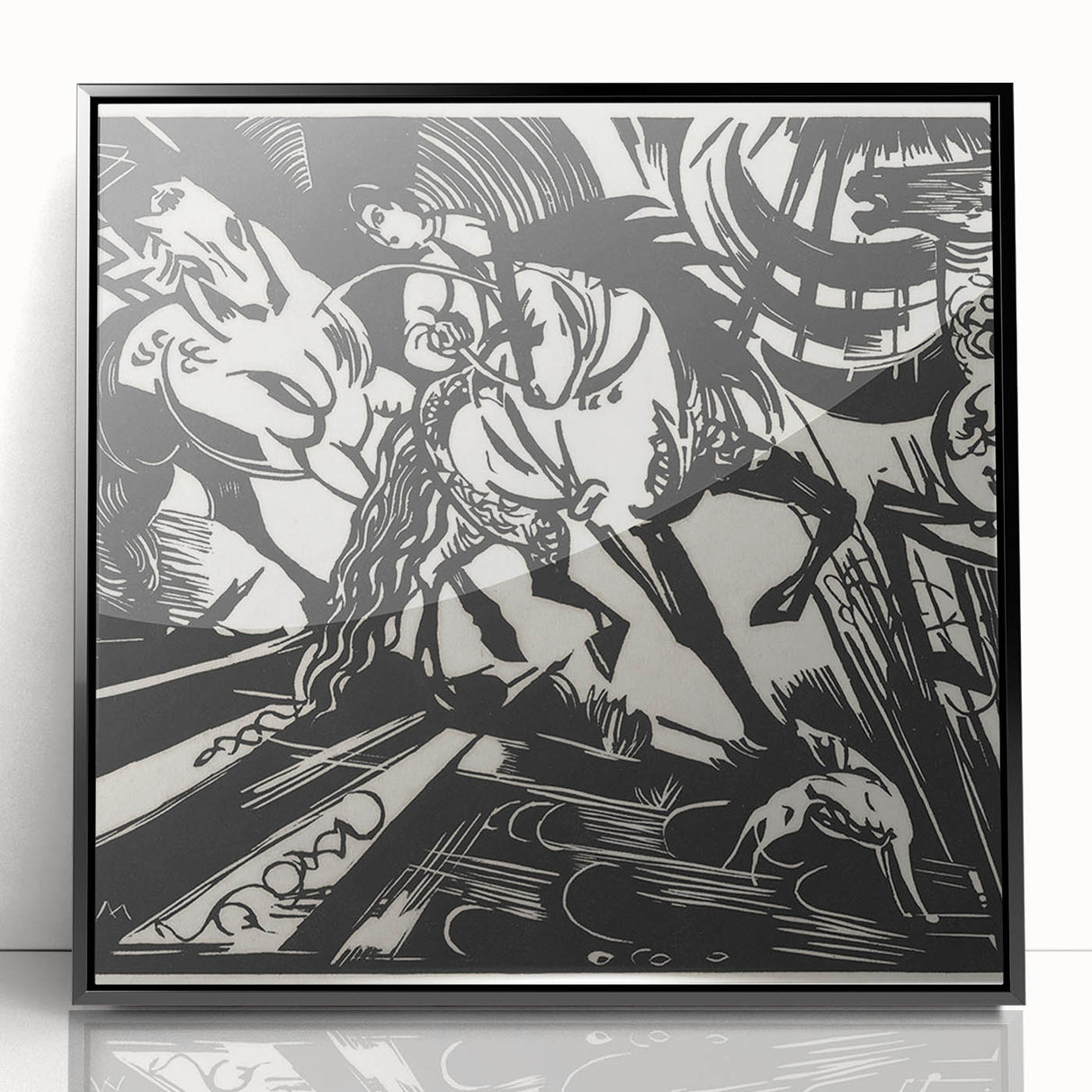 Expressionist Art: The Riding School | Bold Franz Marc Black Print