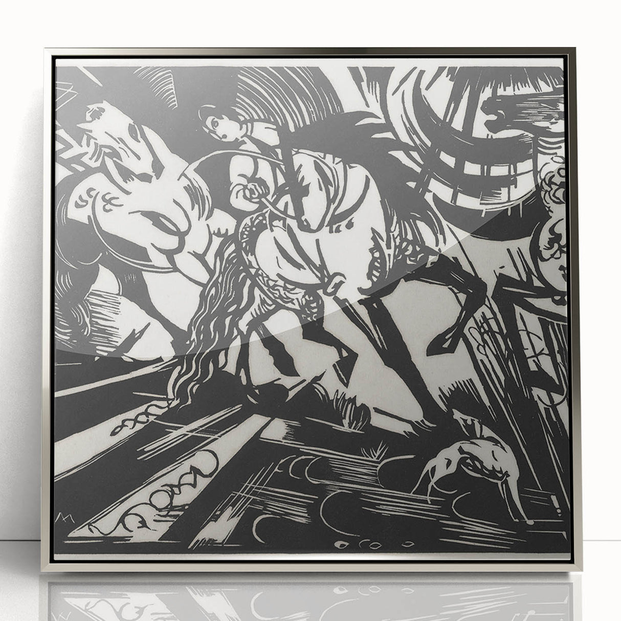Expressionist Art: The Riding School | Bold Franz Marc Black Print