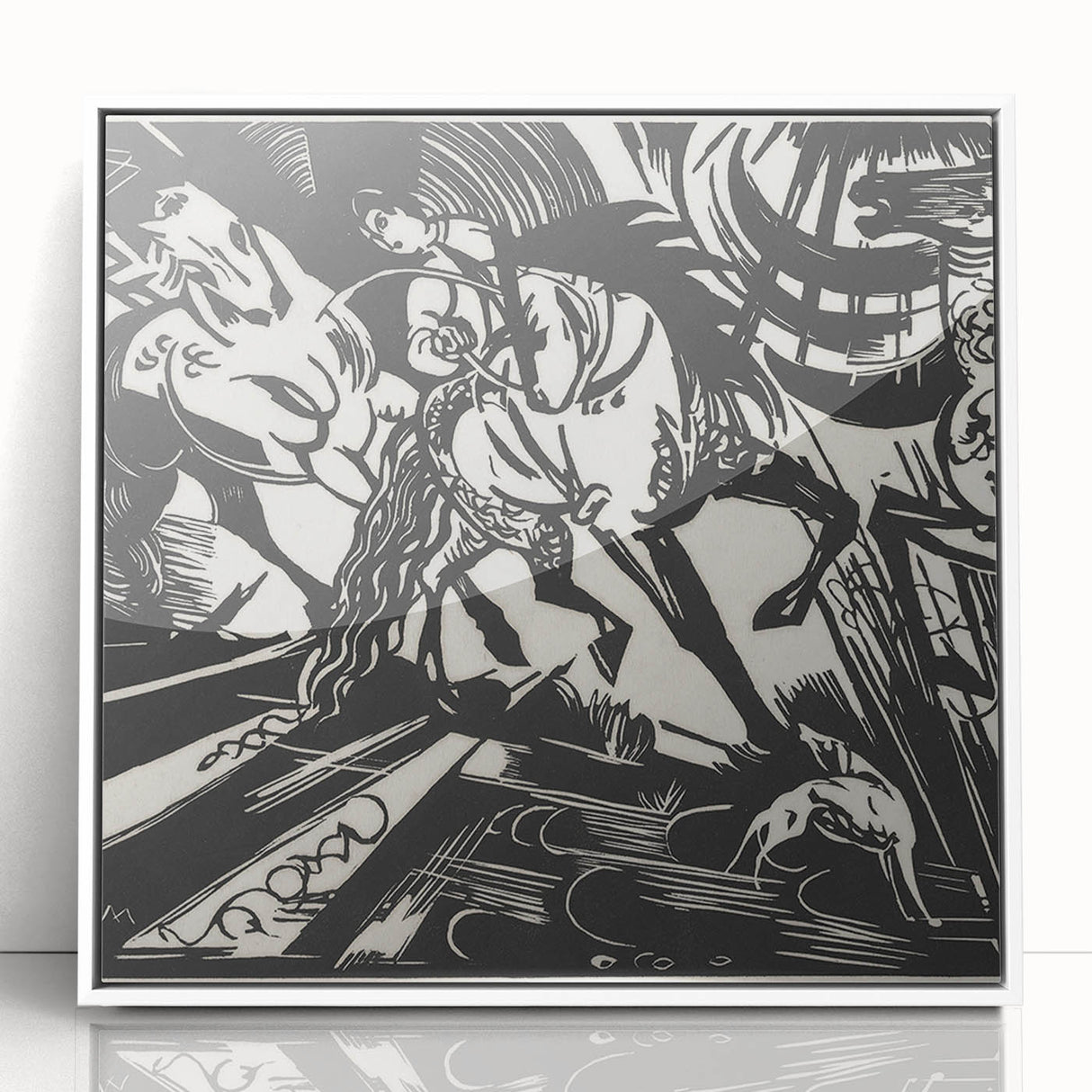 Expressionist Art: The Riding School | Bold Franz Marc Black Print