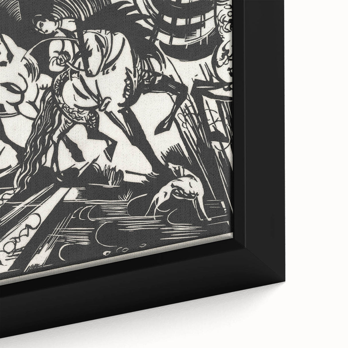 Expressionist Art: The Riding School | Bold Franz Marc Black Print