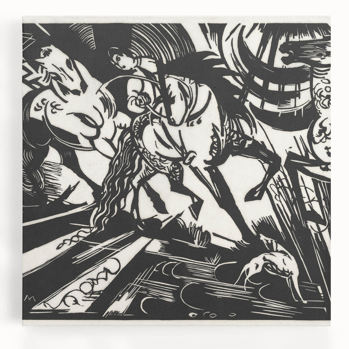 Expressionist Art: The Riding School | Bold Franz Marc Black Print