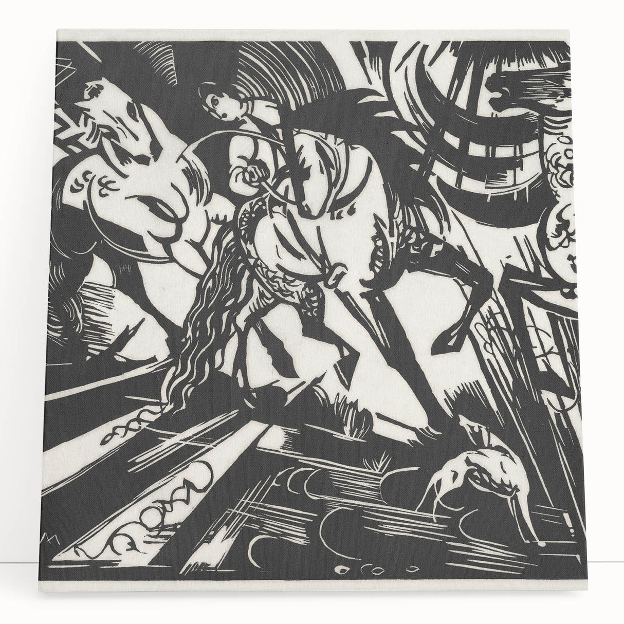 Expressionist Art: The Riding School | Bold Franz Marc Black Print