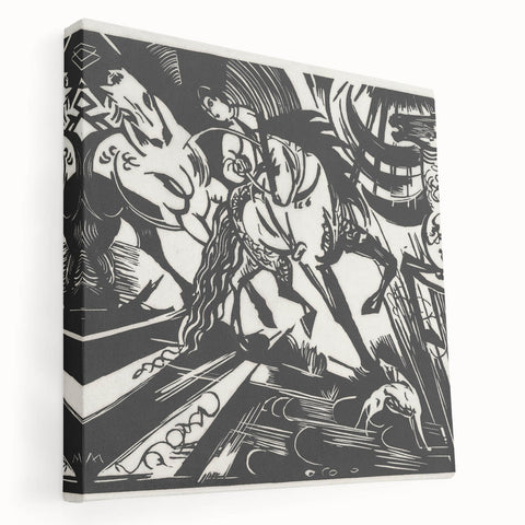 Expressionist Art: The Riding School | Bold Franz Marc Black Print