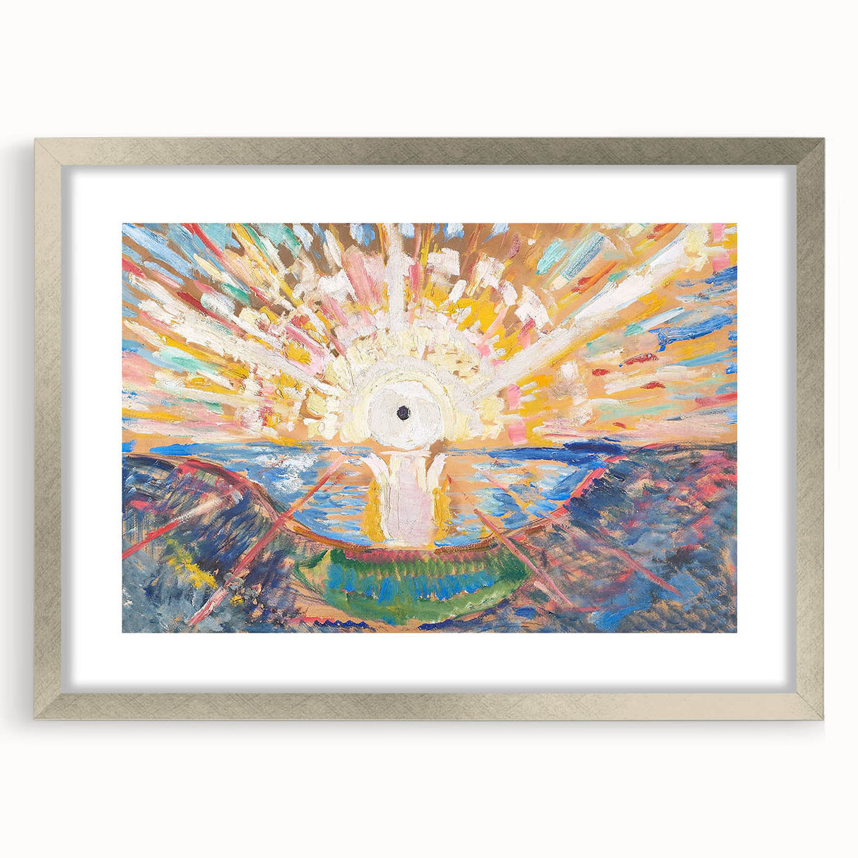 Expressionist Art: Radiant Sunburst Landscape with Vibrant Colors