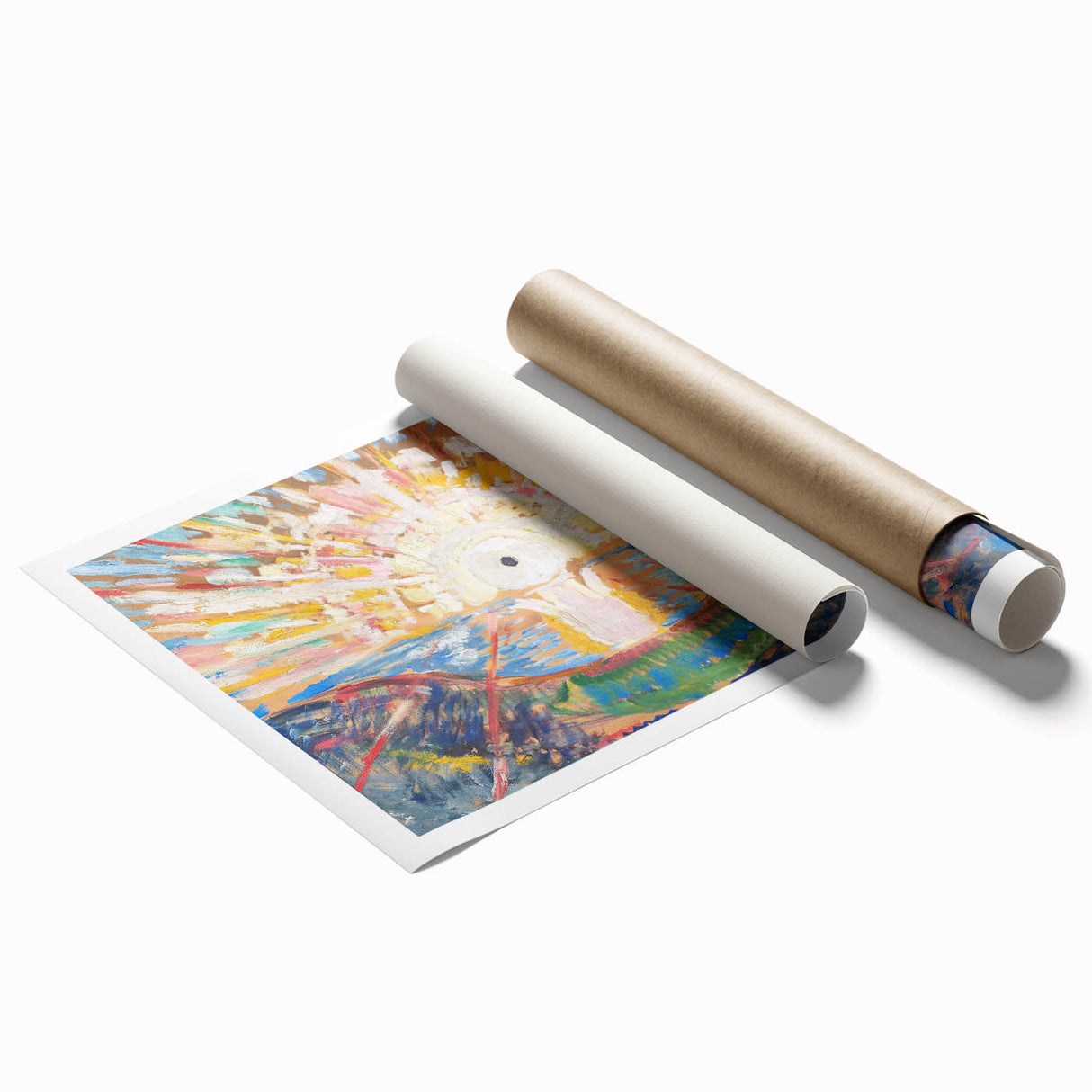 Expressionist Art: Radiant Sunburst Landscape with Vibrant Colors