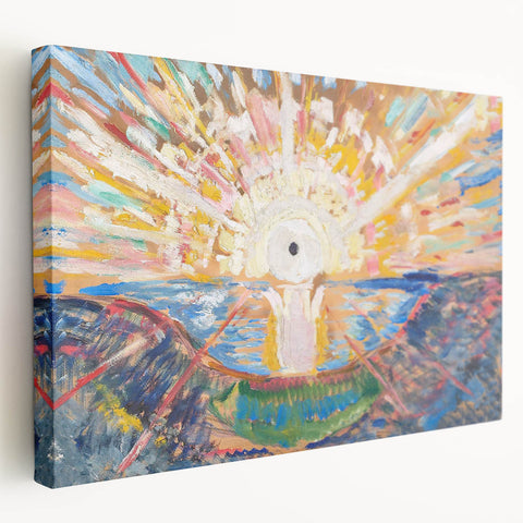 Expressionist Art: Radiant Sunburst Landscape with Vibrant Colors