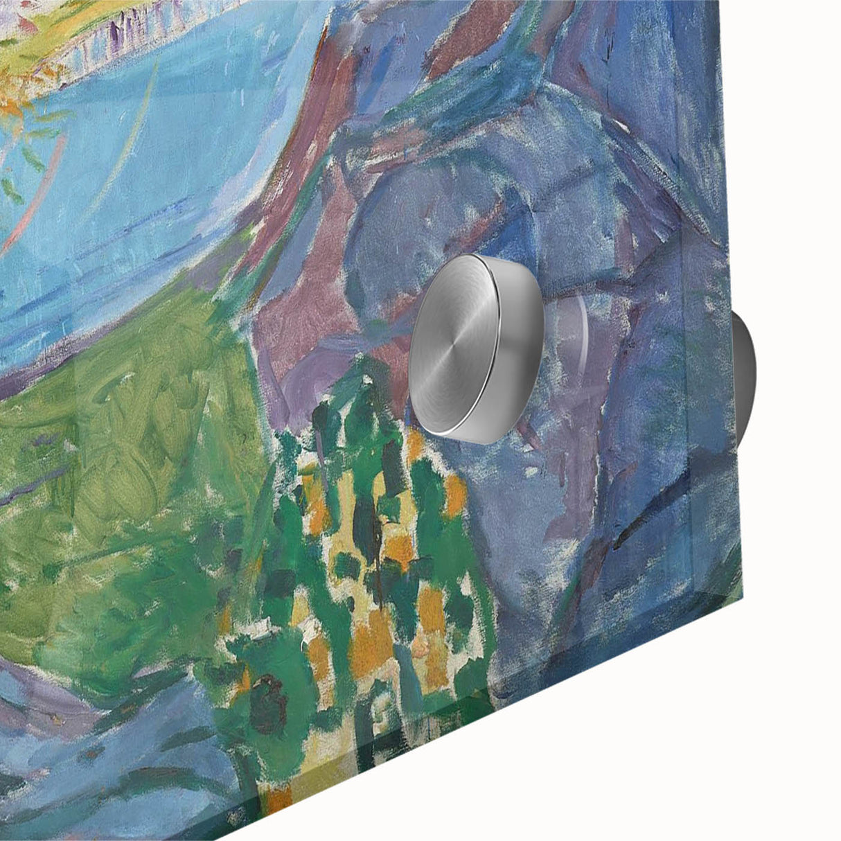 Expressionist Art: Radiant Sunburst with Abstract Mountain Landscape