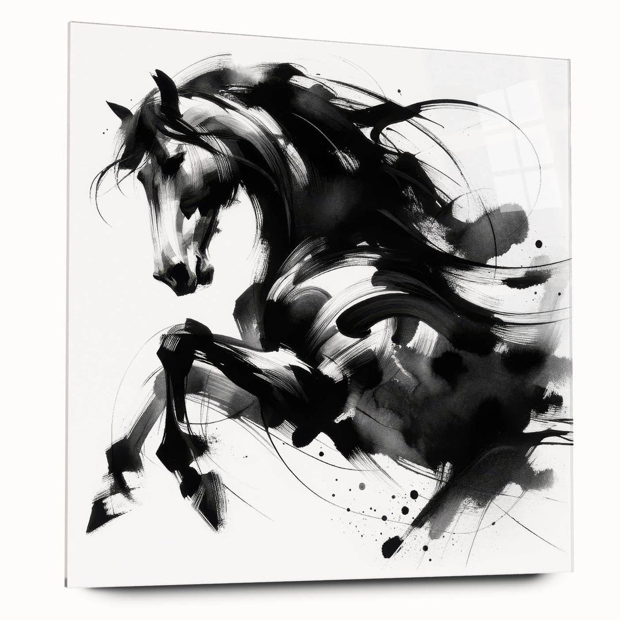 Abstract Black and White Horse Bedroom Wall Art – Framed & Canvas