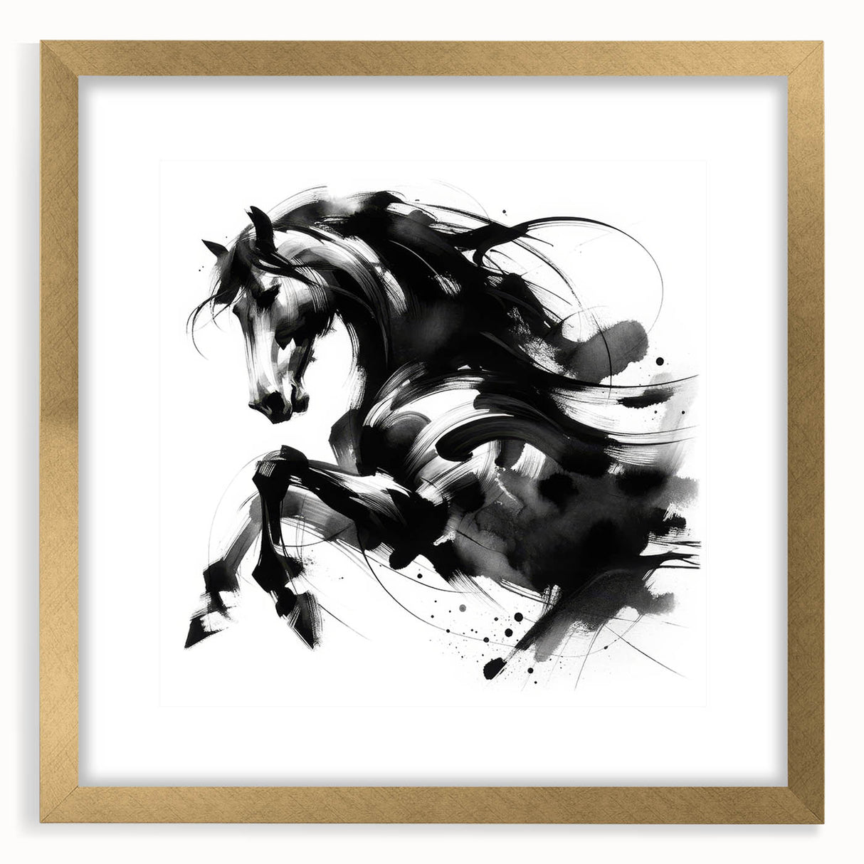 Abstract Black and White Horse Bedroom Wall Art – Framed & Canvas