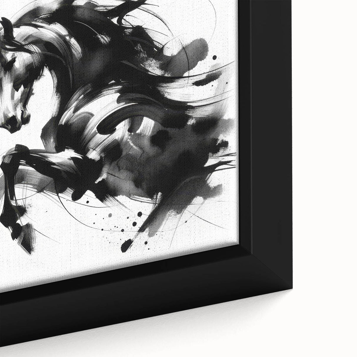 Abstract Black and White Horse Bedroom Wall Art – Framed & Canvas