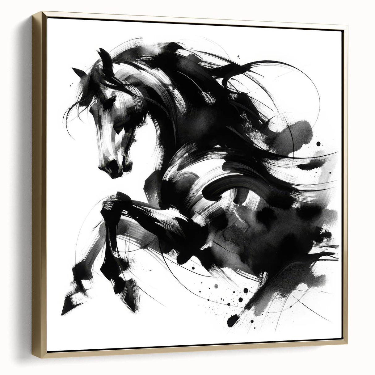 Abstract Black and White Horse Bedroom Wall Art – Framed & Canvas