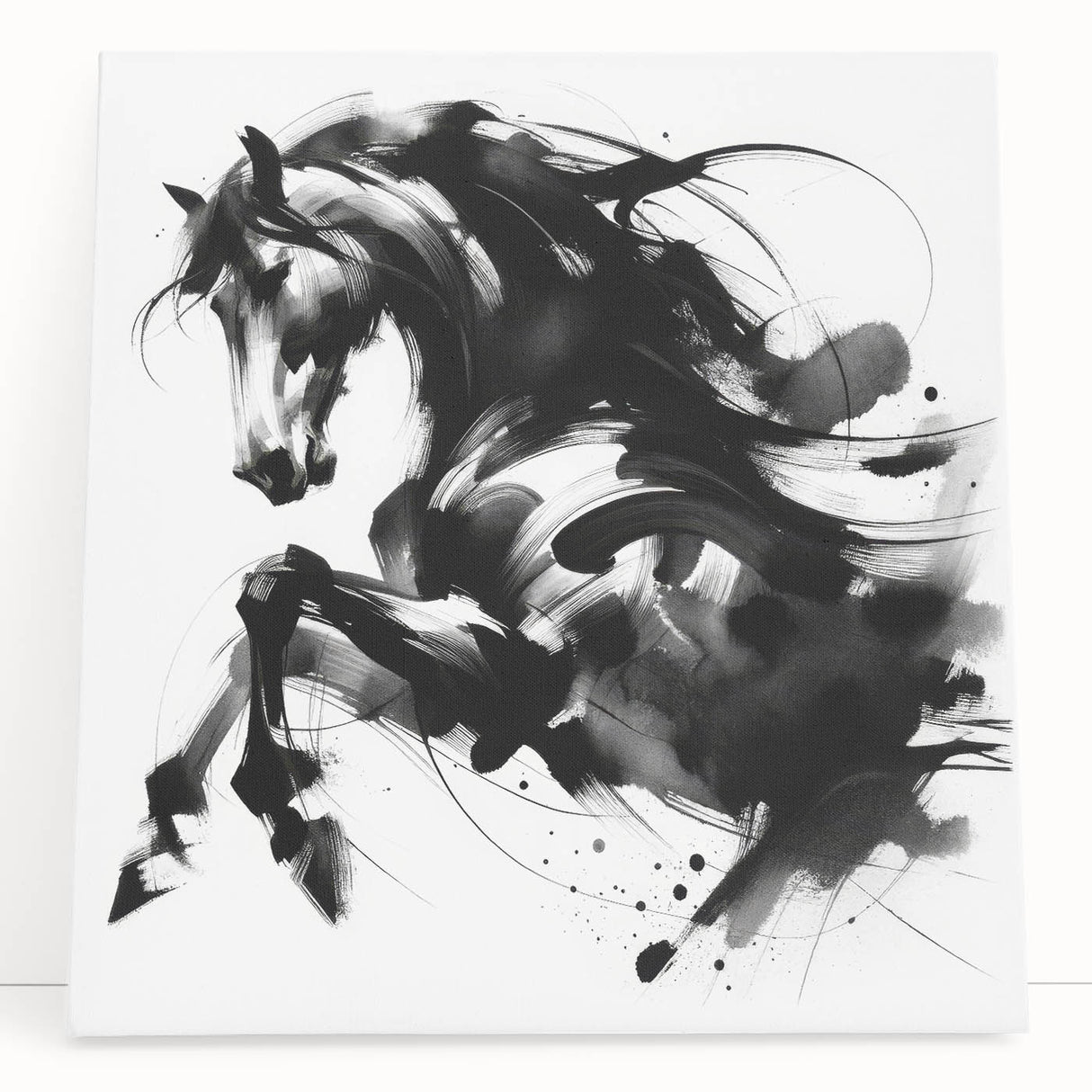 Abstract Black and White Horse Bedroom Wall Art – Framed & Canvas