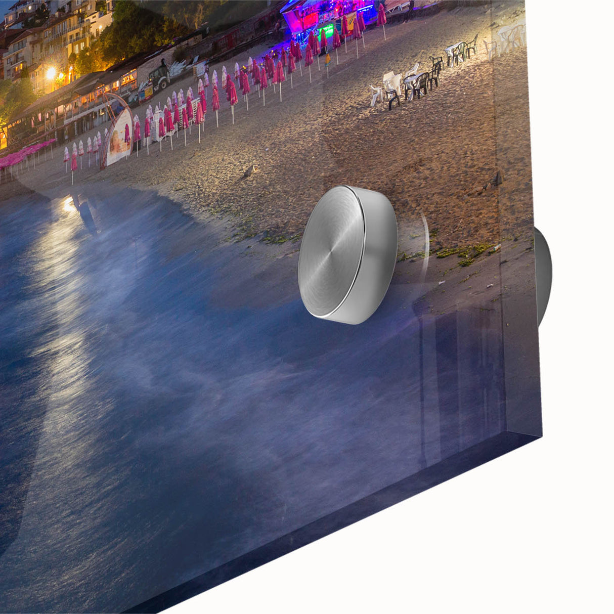 Large abstract wall art depicting a Bulgarian landscape in muted earth tones on acrylic glass.