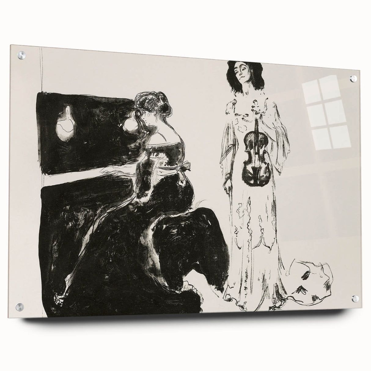 Expressionist Art: Monochrome Violin Concert in Modern Expressionism