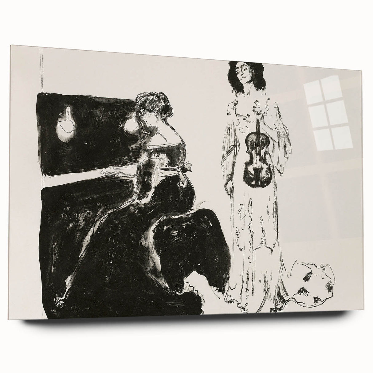 Expressionist Art: Monochrome Violin Concert in Modern Expressionism