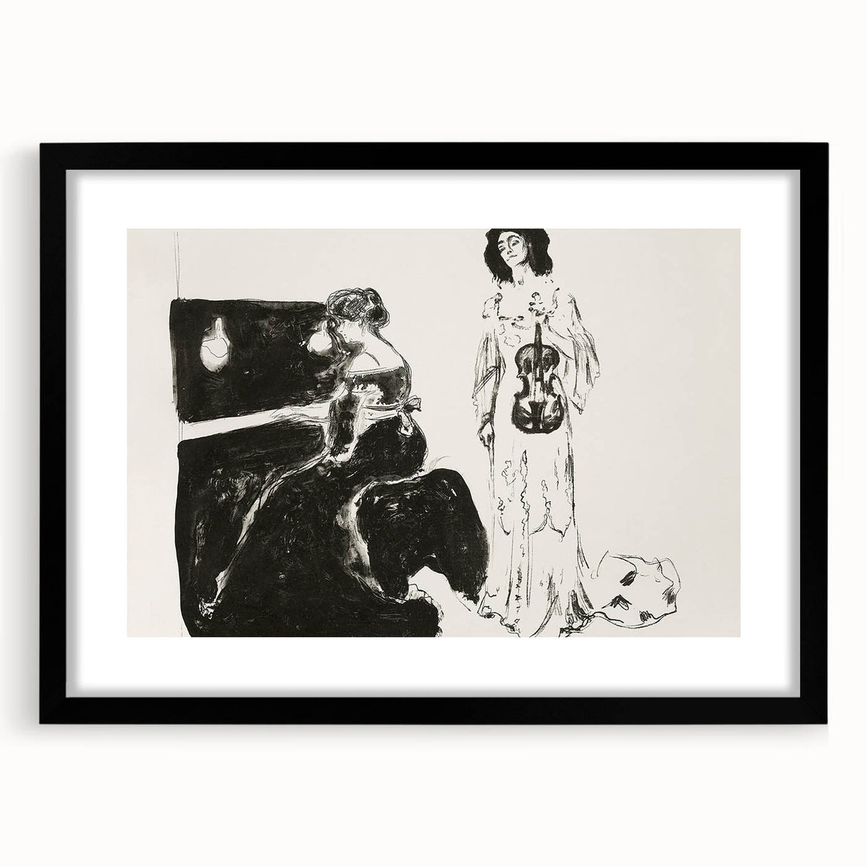 Expressionist Art: Monochrome Violin Concert in Modern Expressionism