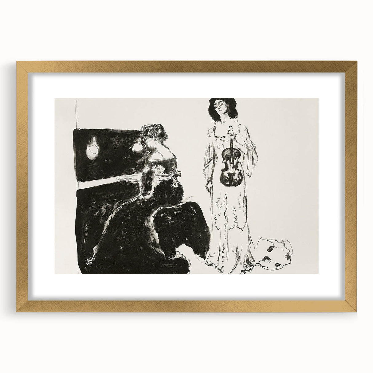 Expressionist Art: Monochrome Violin Concert in Modern Expressionism