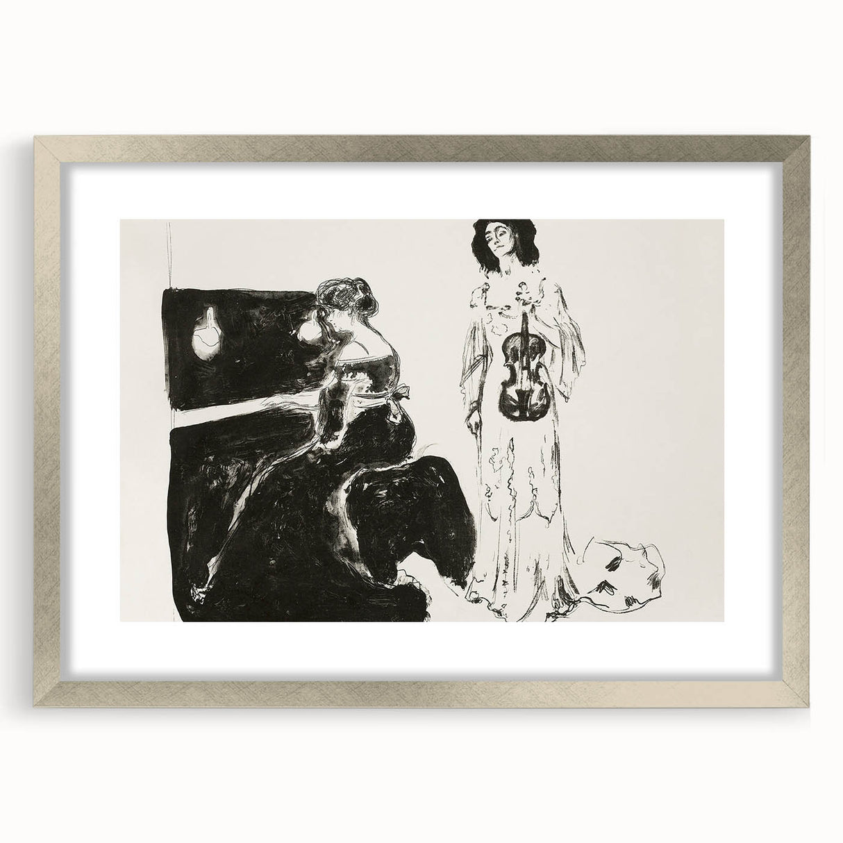 Expressionist Art: Monochrome Violin Concert in Modern Expressionism