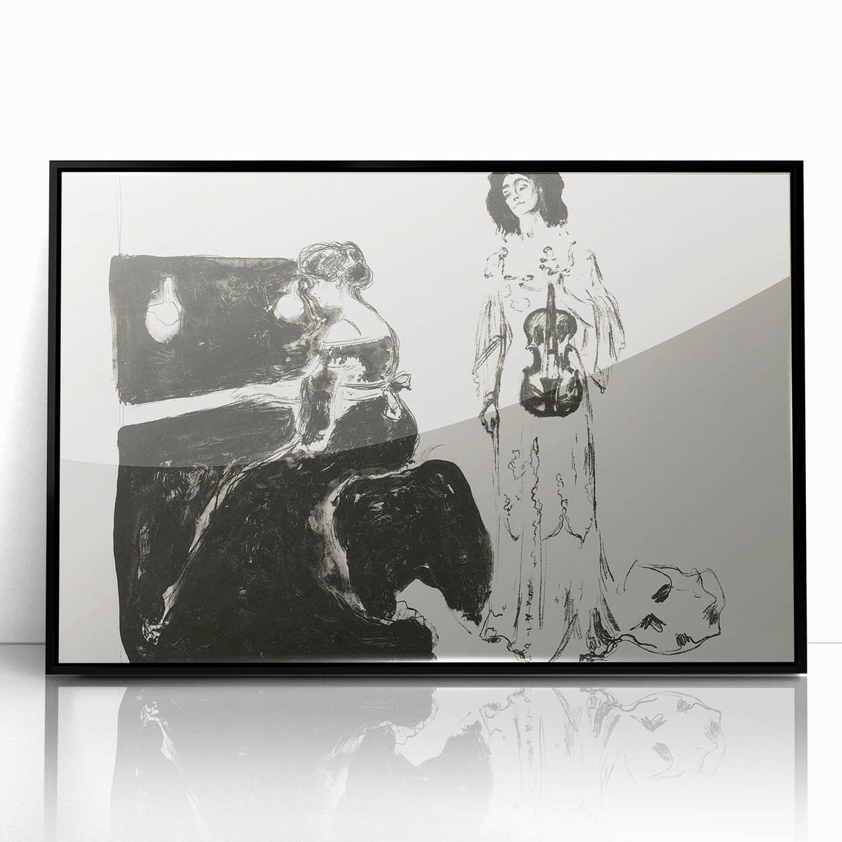 Expressionist Art: Monochrome Violin Concert in Modern Expressionism