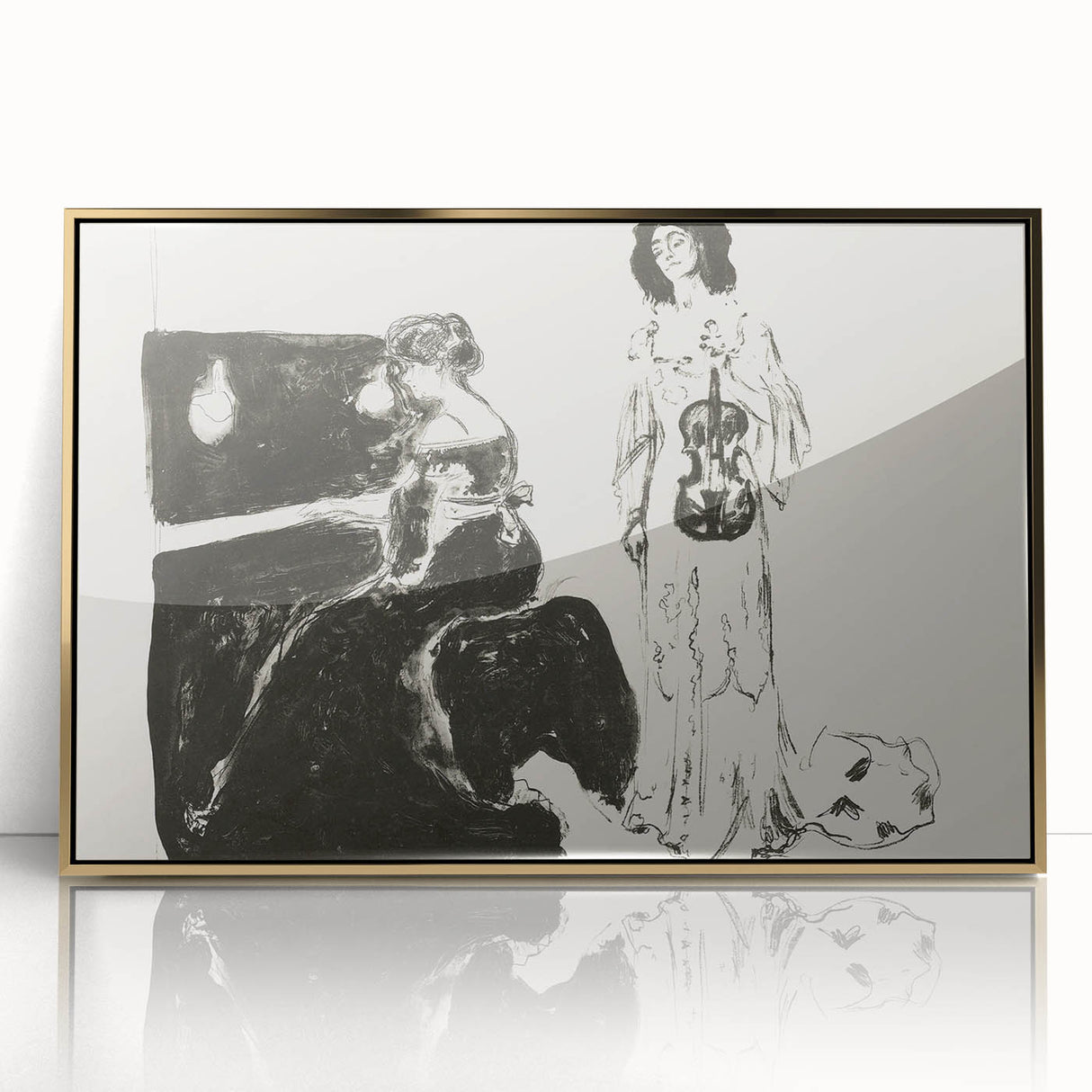 Expressionist Art: Monochrome Violin Concert in Modern Expressionism