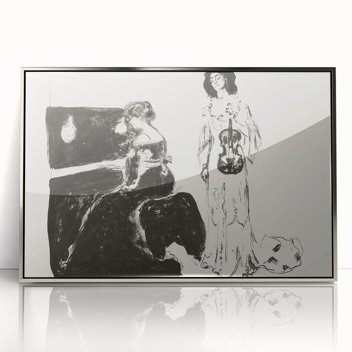 Expressionist Art: Monochrome Violin Concert in Modern Expressionism