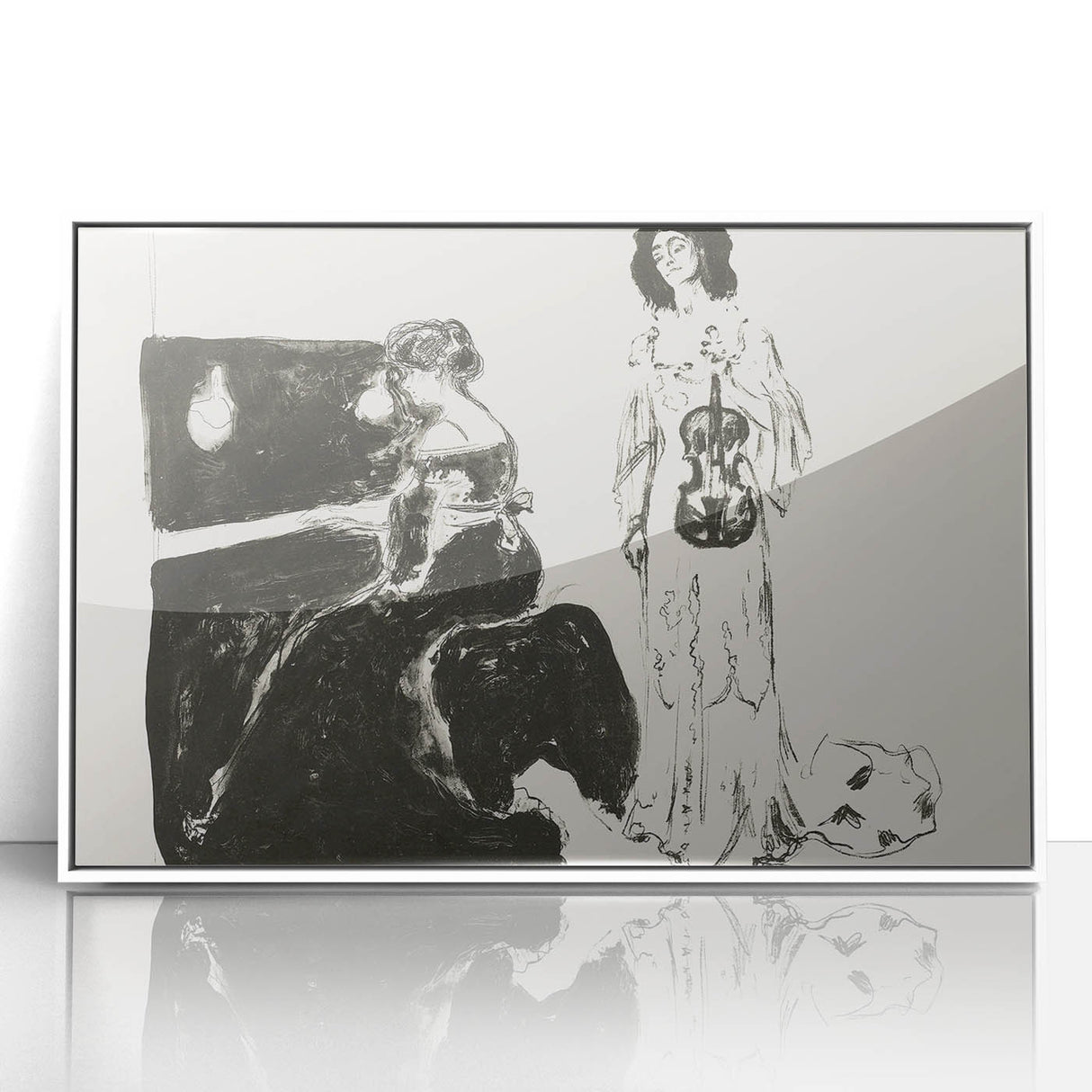 Expressionist Art: Monochrome Violin Concert in Modern Expressionism