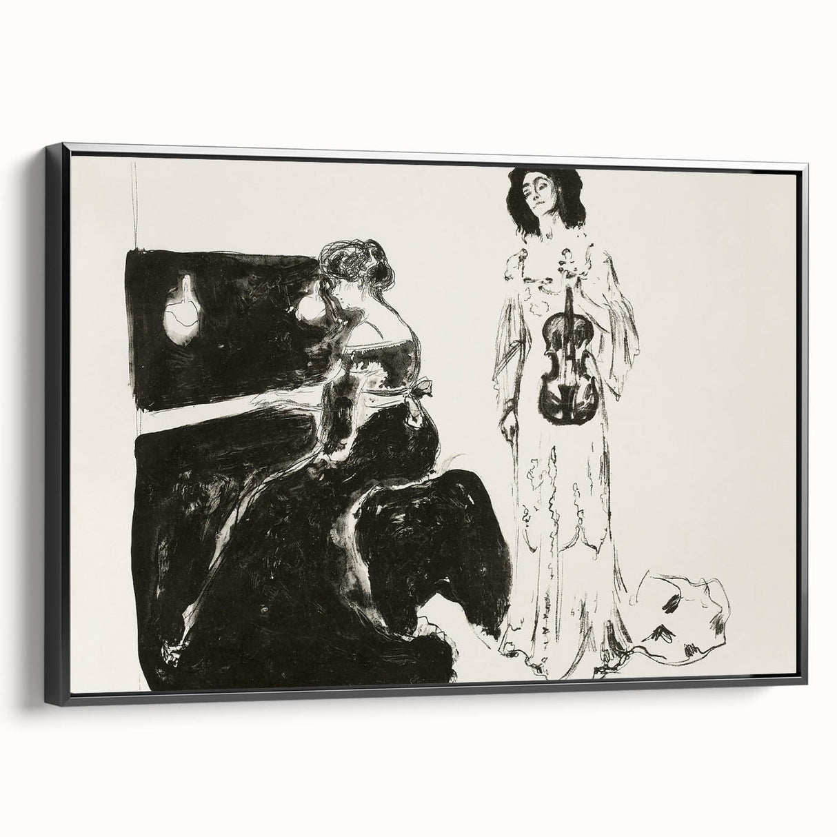 Expressionist Art: Monochrome Violin Concert in Modern Expressionism