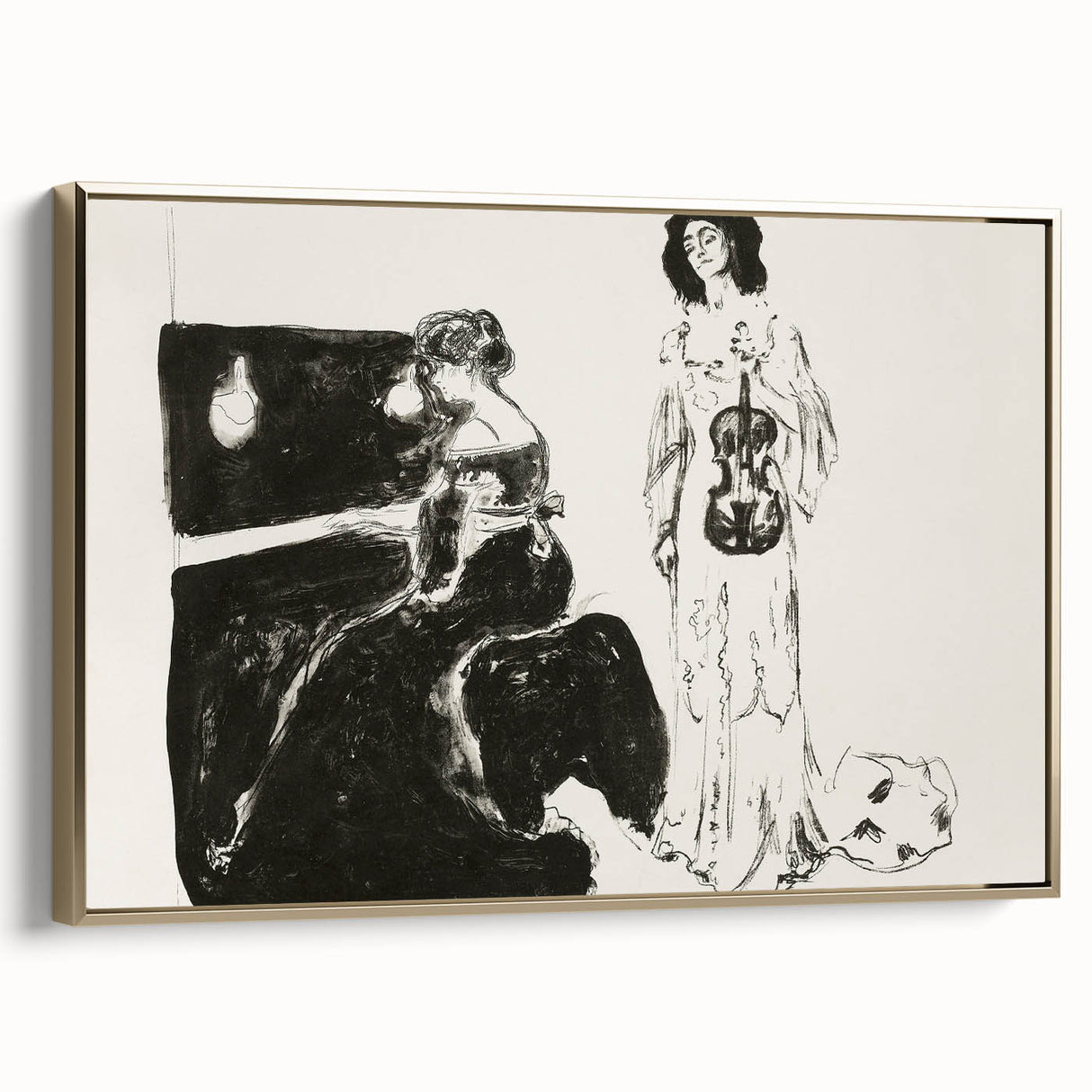 Expressionist Art: Monochrome Violin Concert in Modern Expressionism