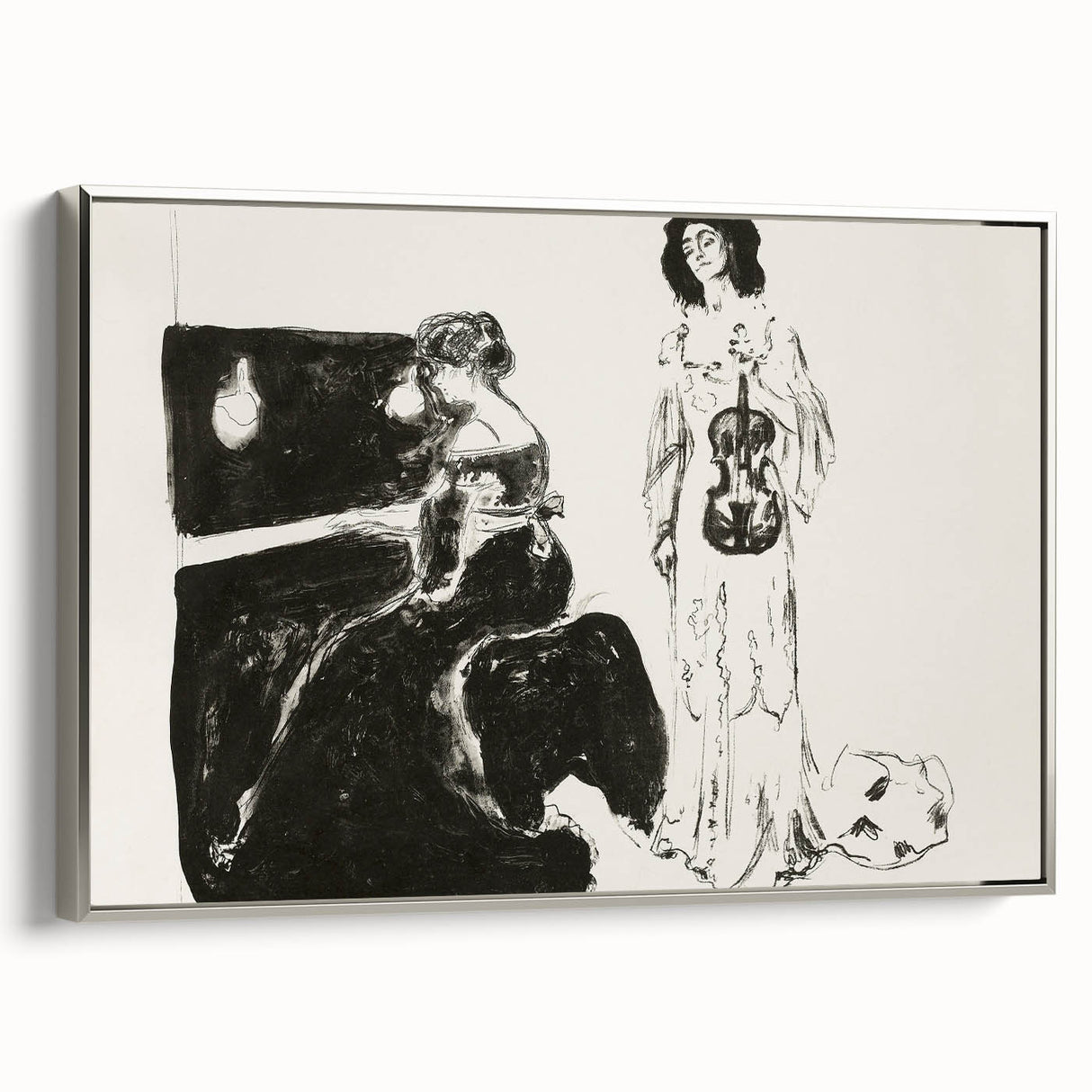 Expressionist Art: Monochrome Violin Concert in Modern Expressionism