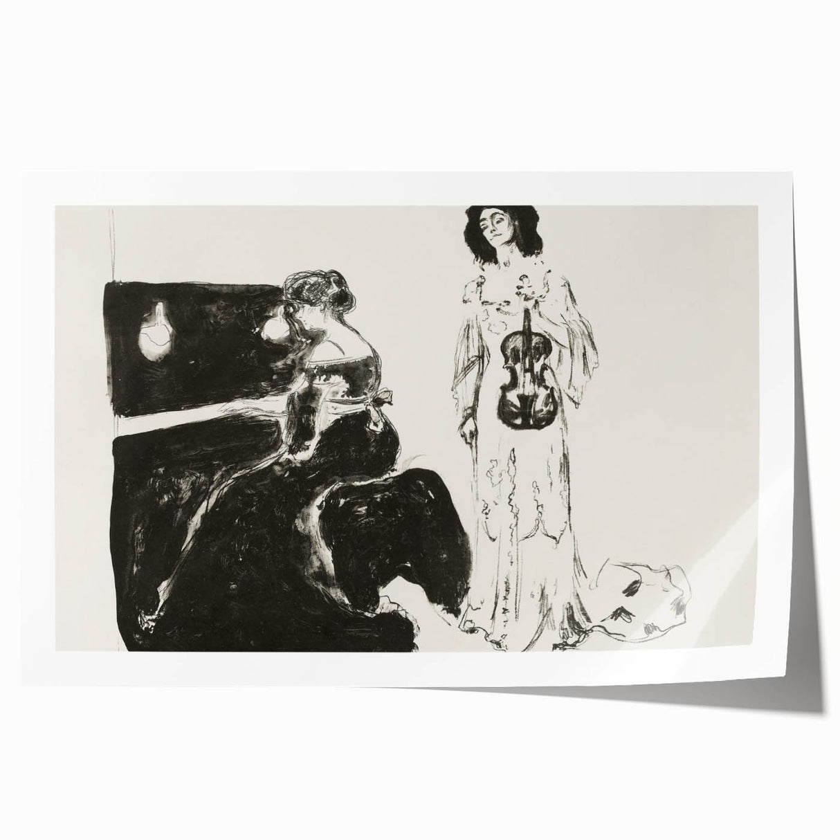 Expressionist Art: Monochrome Violin Concert in Modern Expressionism