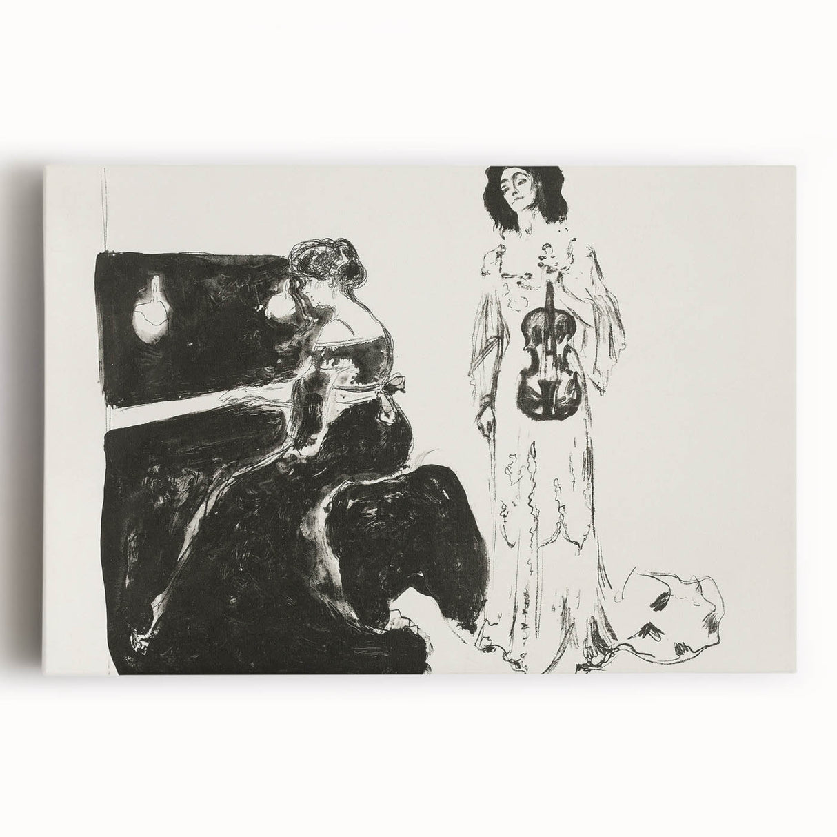 Expressionist Art: Monochrome Violin Concert in Modern Expressionism