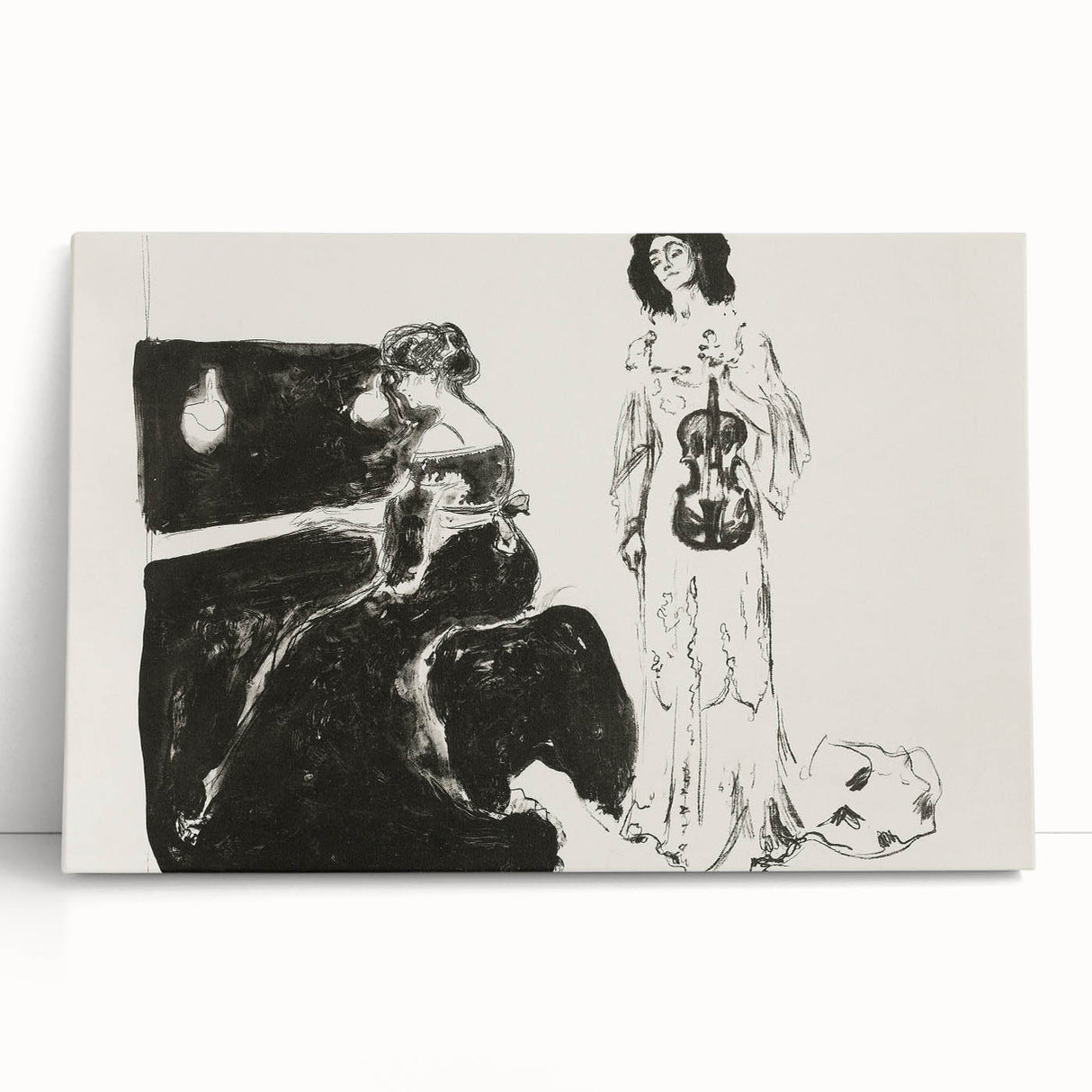 Expressionist Art: Monochrome Violin Concert in Modern Expressionism