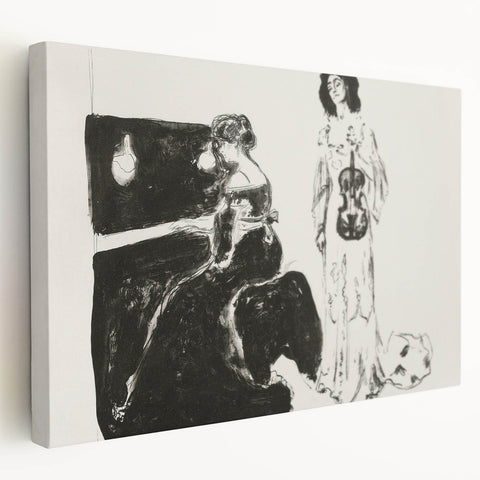 Expressionist Art: Monochrome Violin Concert in Modern Expressionism