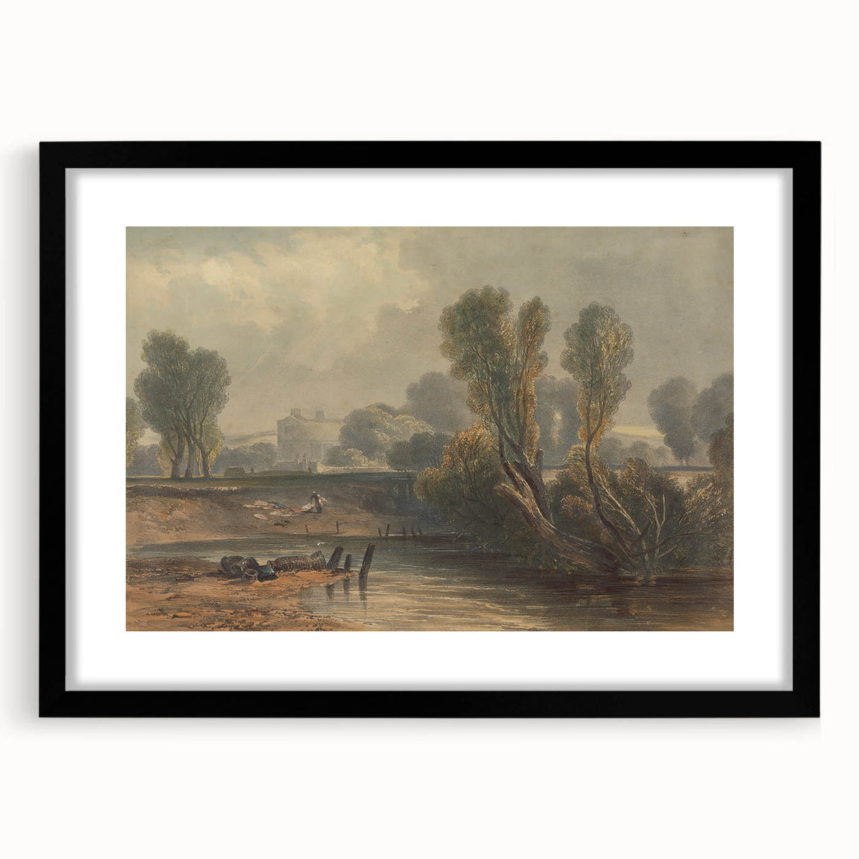 Romanticism Art: On the Thames - Emotional Landscape Canvas Print