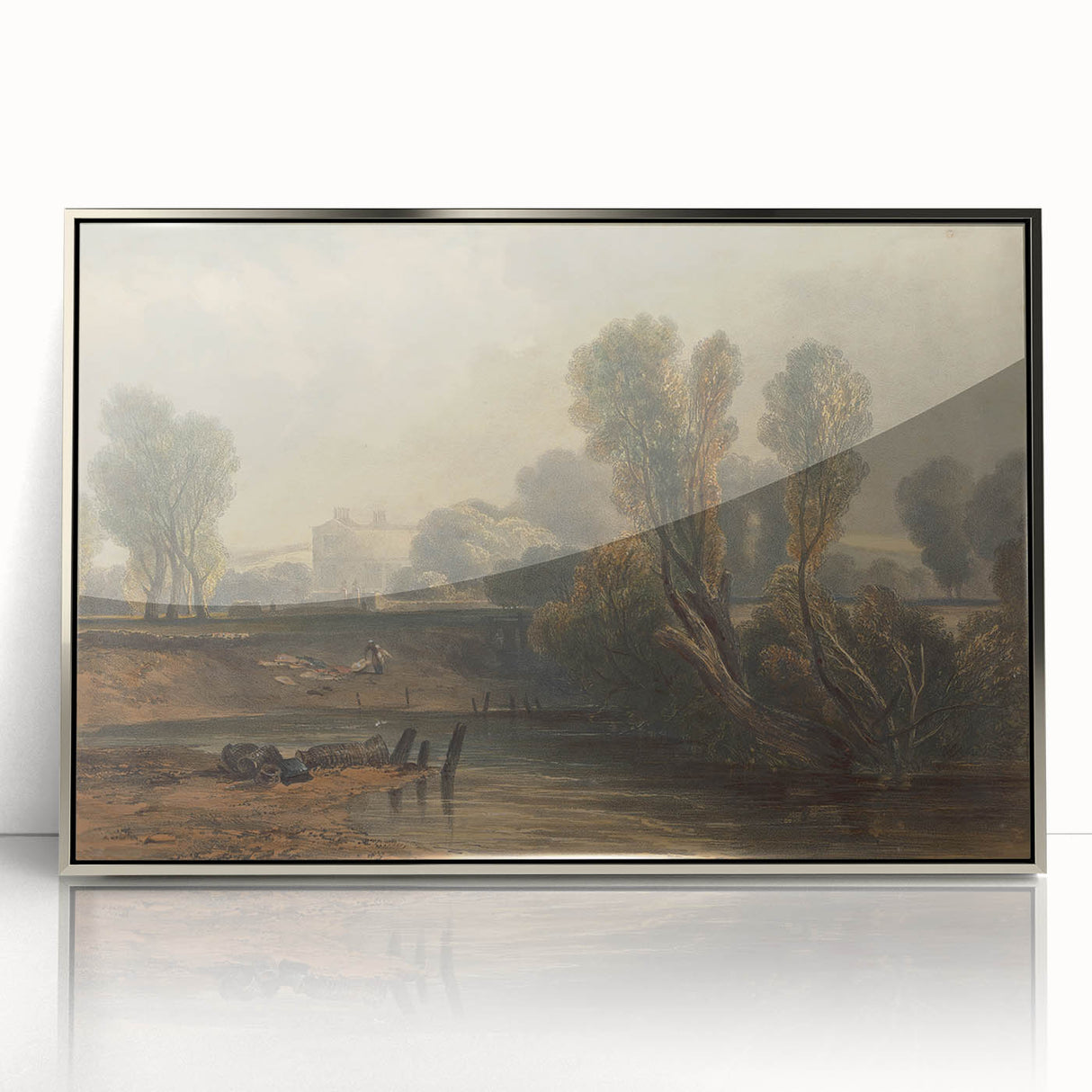 Romanticism Art: On the Thames - Emotional Landscape Canvas Print
