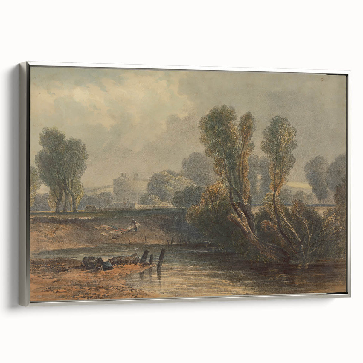 Romanticism Art: On the Thames - Emotional Landscape Canvas Print