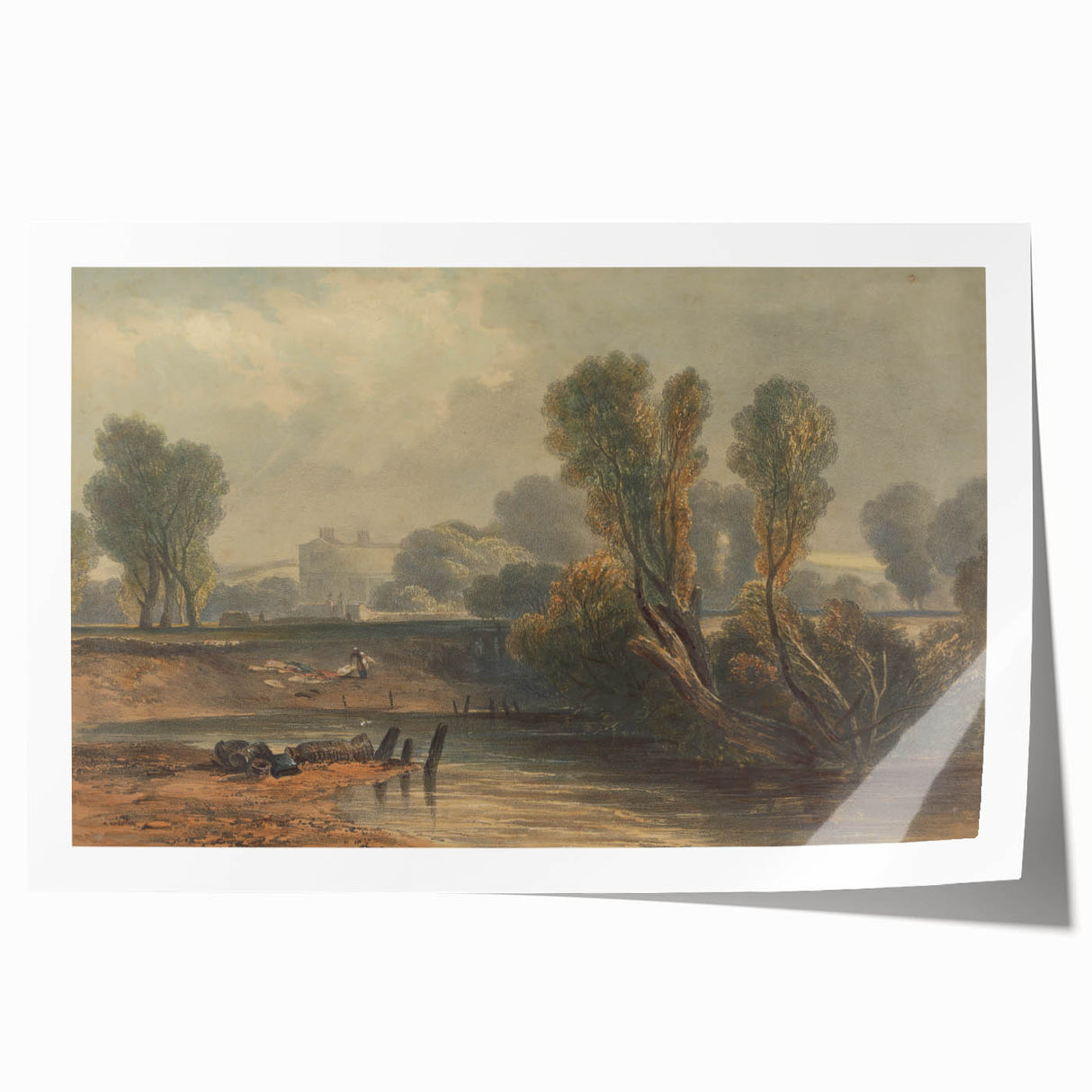 Romanticism Art: On the Thames - Emotional Landscape Canvas Print