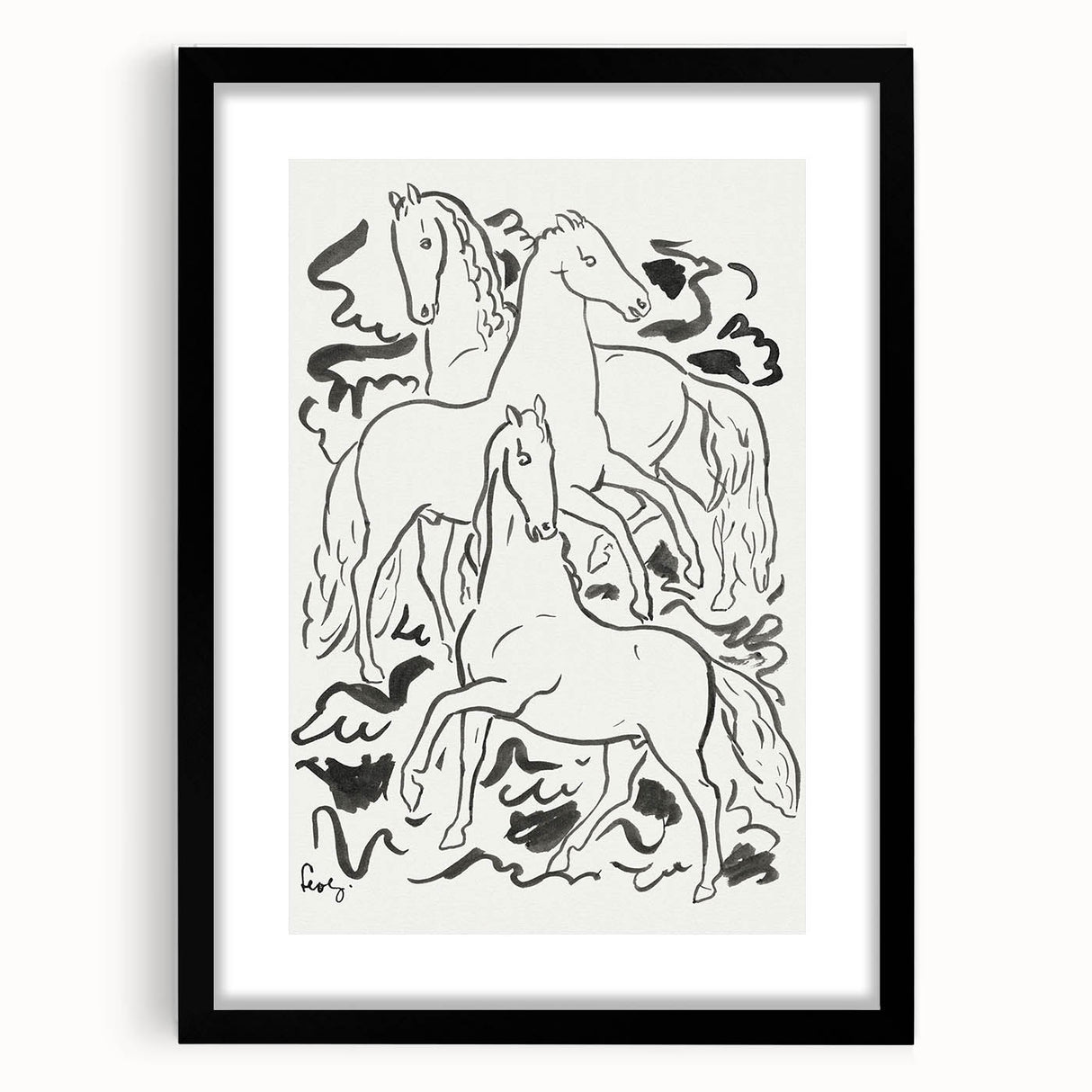 Expressionist Drawing - Three Horses | Contemporary Wall Art Print