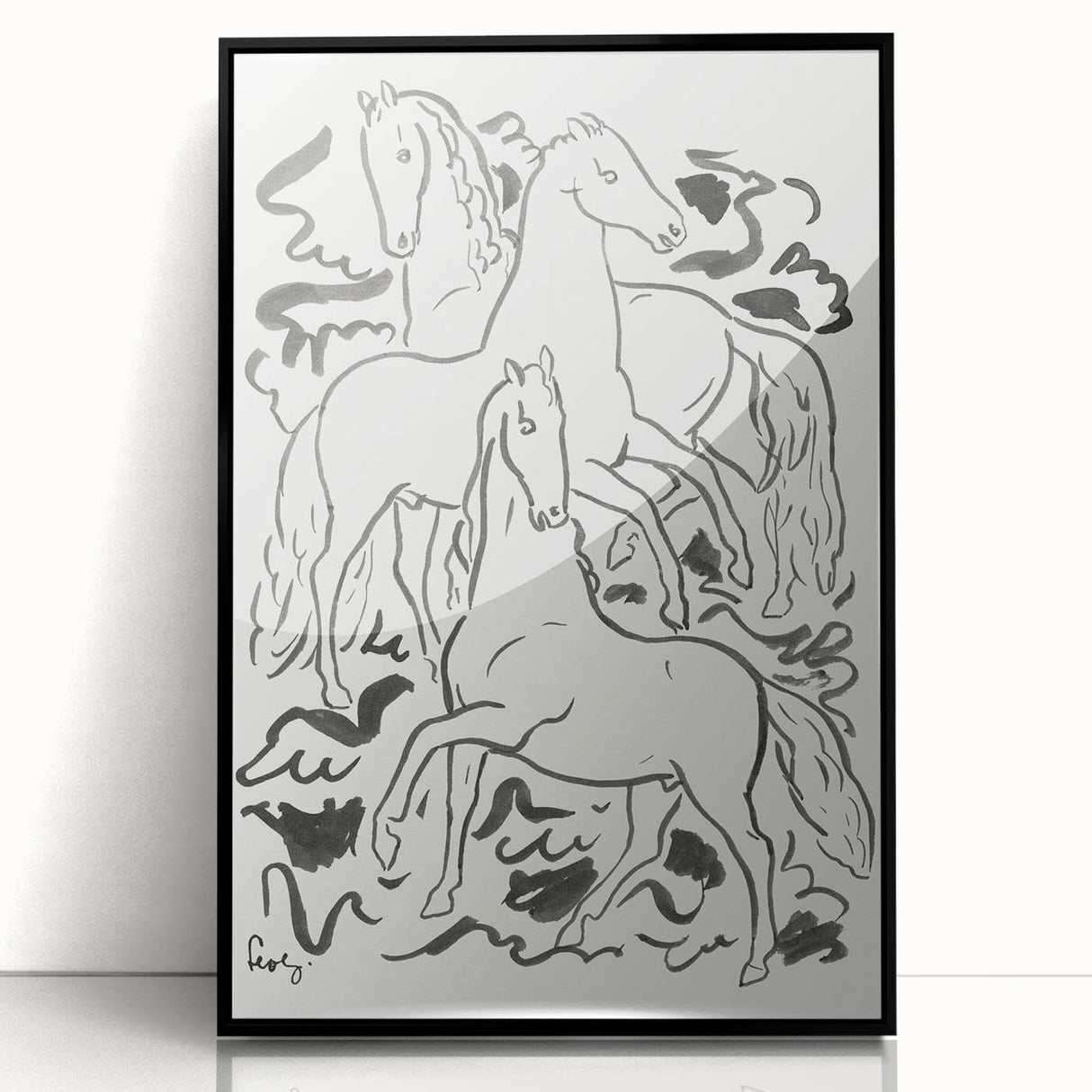 Expressionist Drawing - Three Horses | Contemporary Wall Art Print