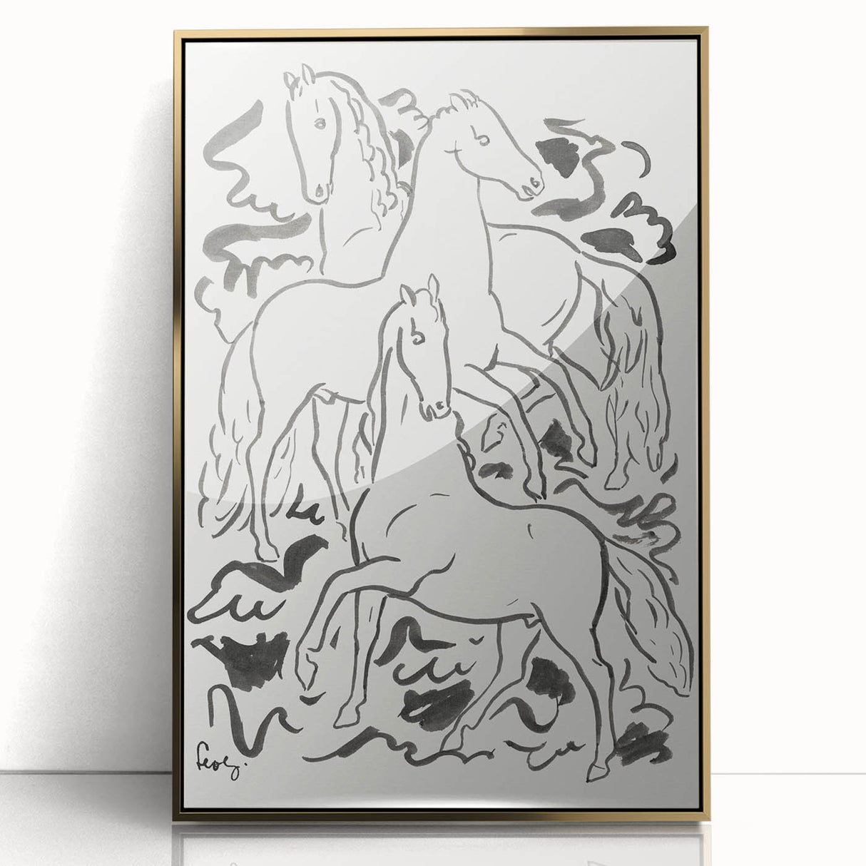 Expressionist Drawing - Three Horses | Contemporary Wall Art Print