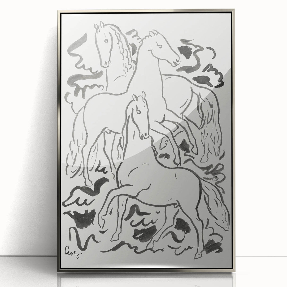 Expressionist Drawing - Three Horses | Contemporary Wall Art Print