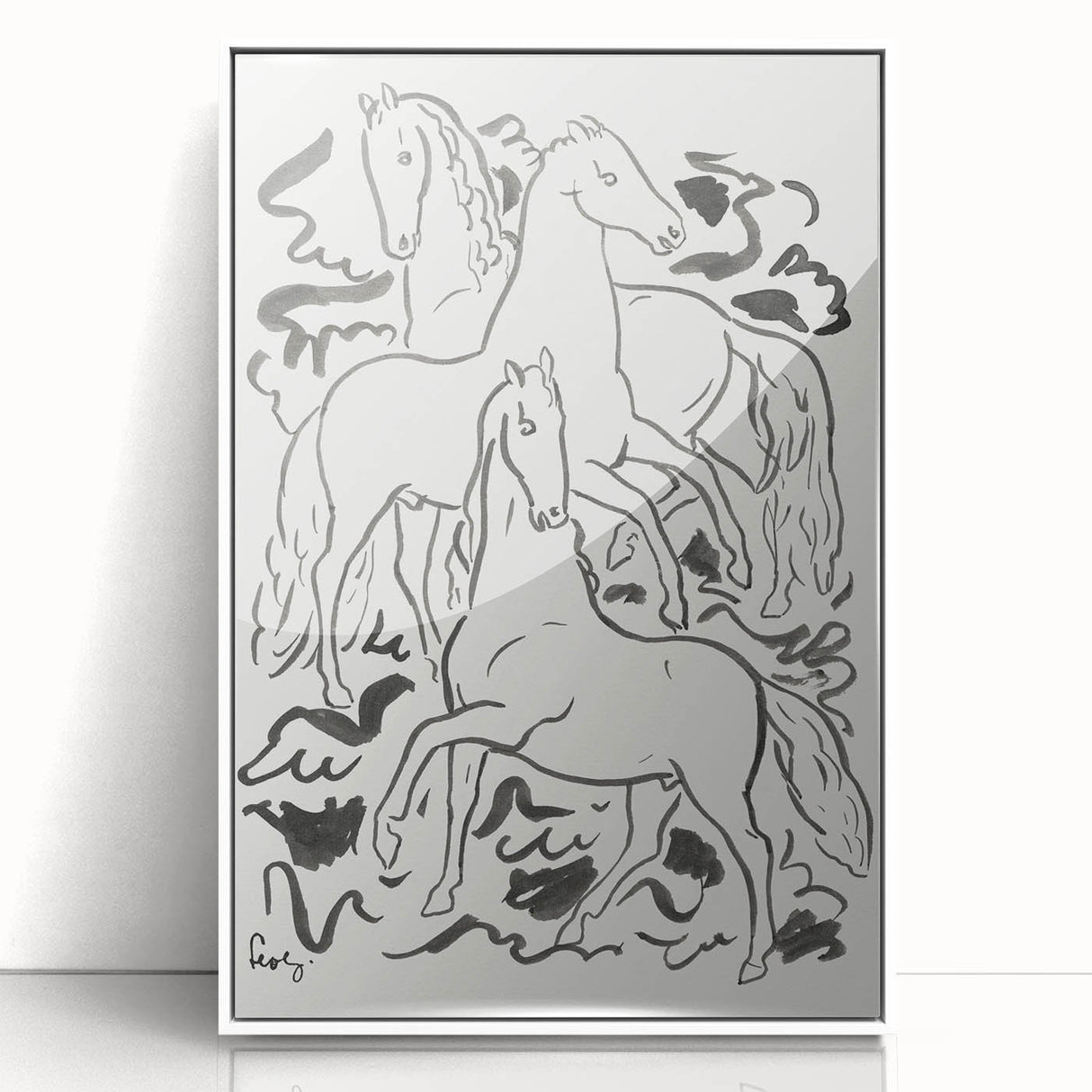 Expressionist Drawing - Three Horses | Contemporary Wall Art Print