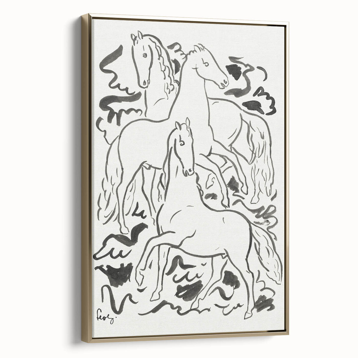 Expressionist Drawing - Three Horses | Contemporary Wall Art Print